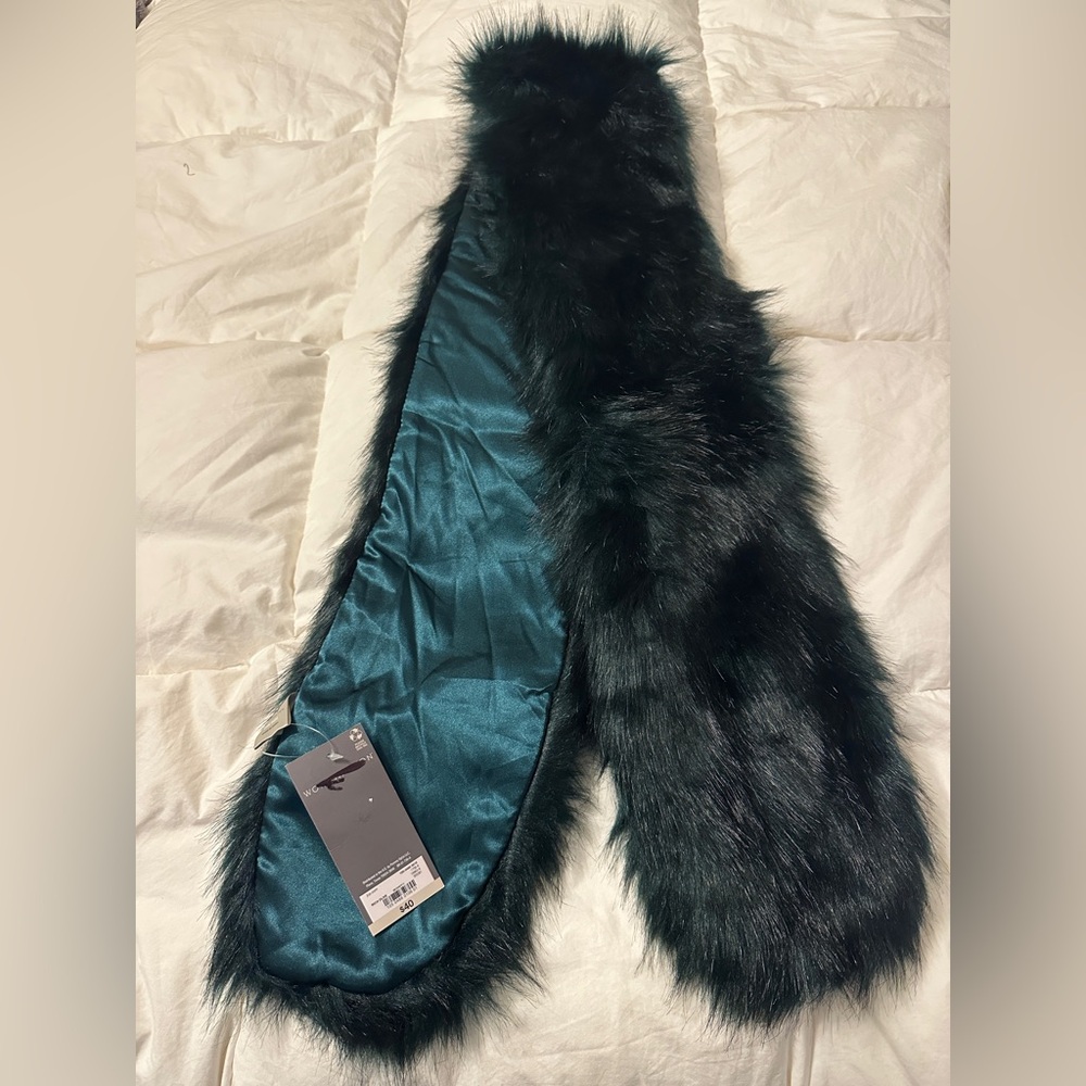 Worthington Rich Teal Faux Fur Scarf - NWT